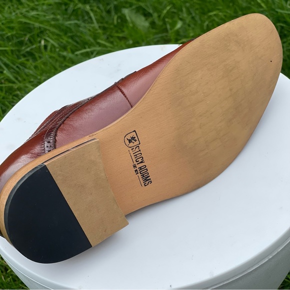 Stacy Adams Dickinson Shoes Mens 7.5 Cognac Brown Lace Up Cap Toe Oxford Dress - Picture 13 of 13